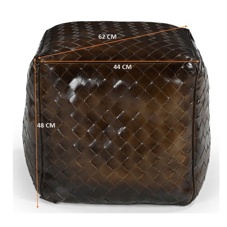 GENUINE LEATHER LATTICE OTTOMAN - VogueDecor.au