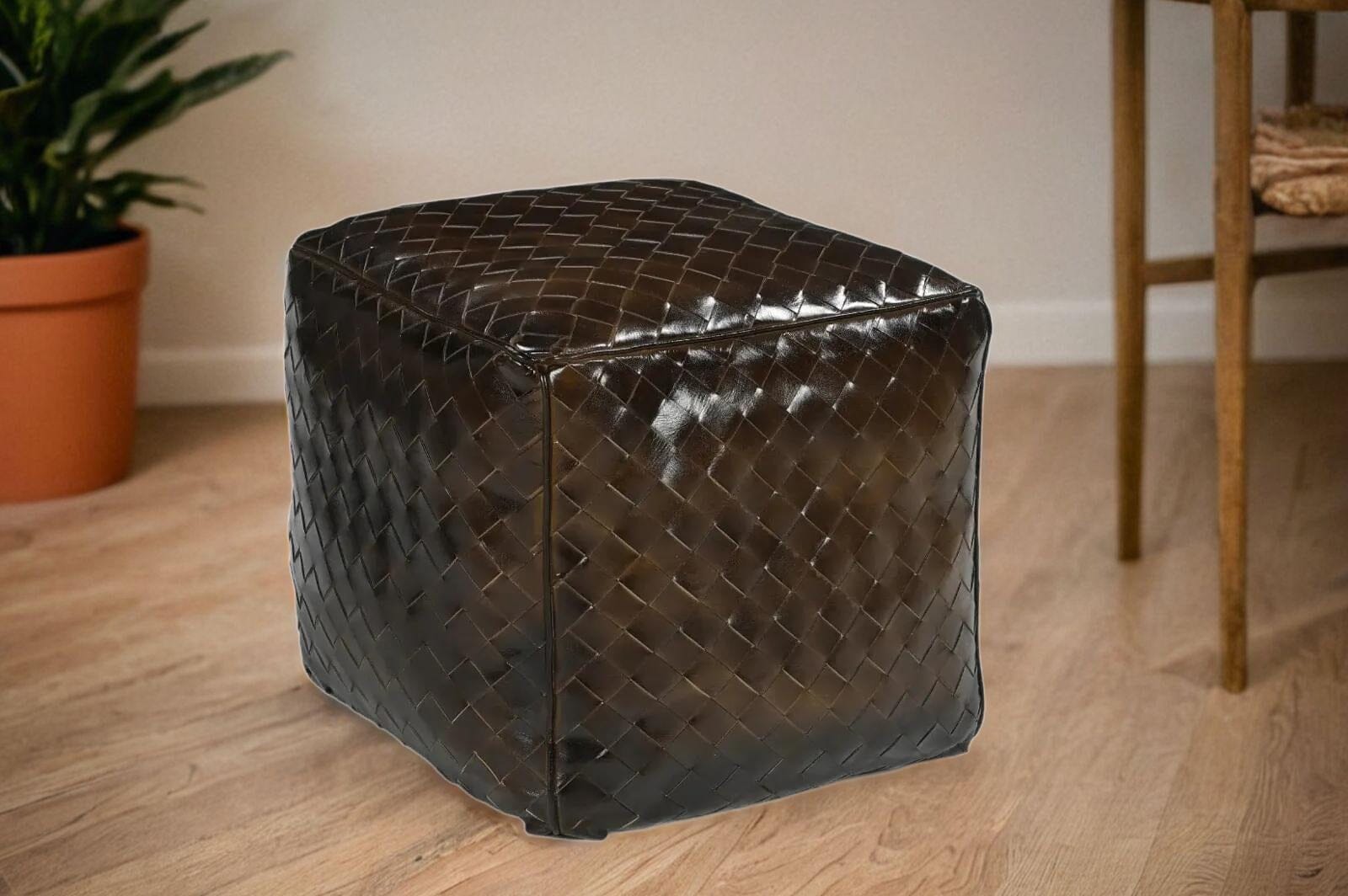 GENUINE LEATHER LATTICE OTTOMAN - VogueDecor.au
