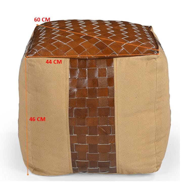 GENUINE LEATHER AND CANVAS OTTOMAN - VogueDecor.au