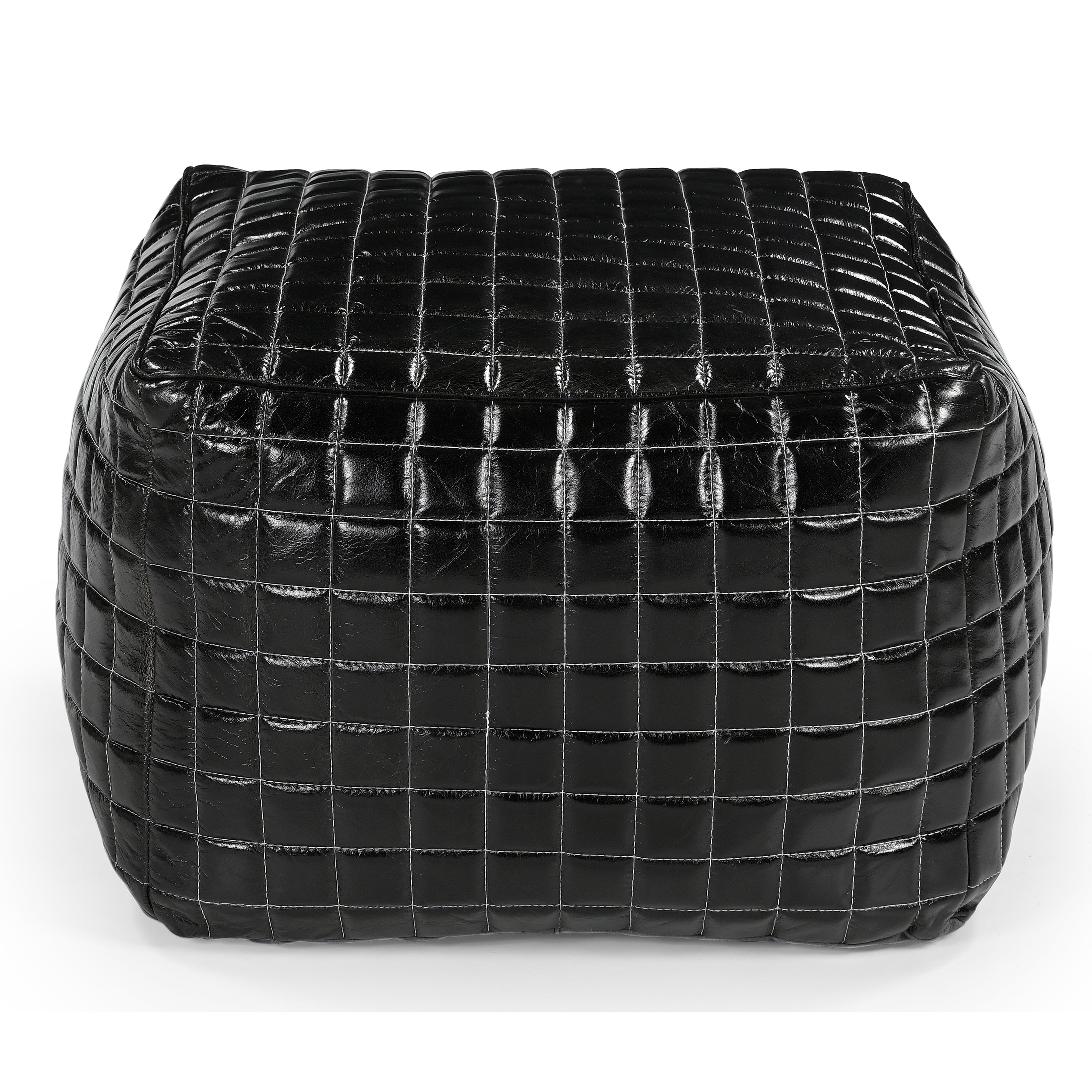 SLEEK BLACK LEATHER OTTOMAN - VogueDecor.au