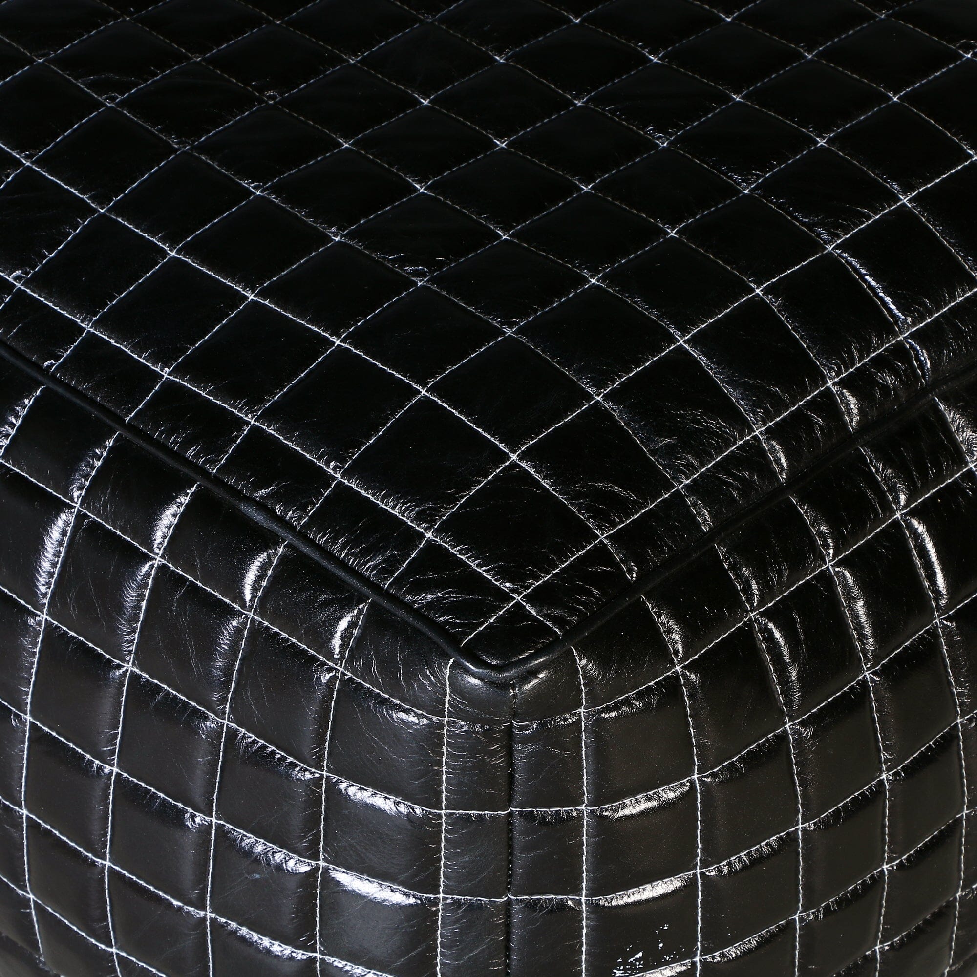 SLEEK BLACK LEATHER OTTOMAN - VogueDecor.au