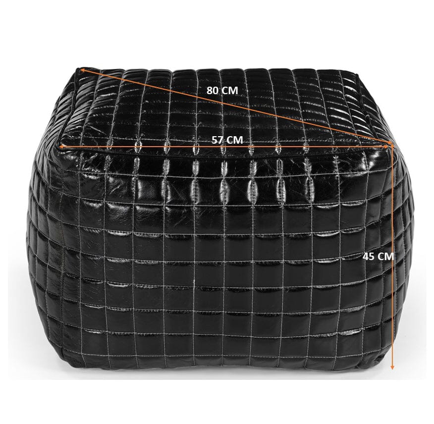 SLEEK BLACK LEATHER OTTOMAN - VogueDecor.au