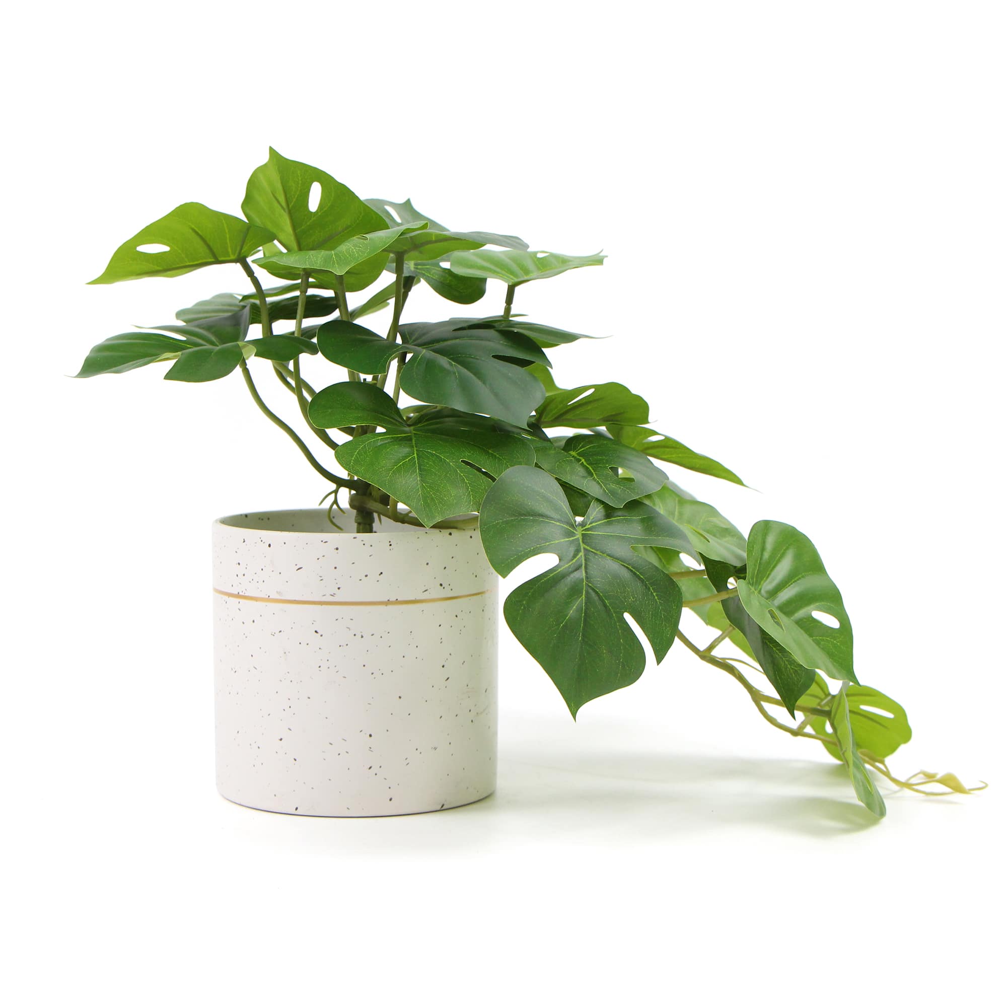 Decorative Ceramic Bowl Potted Artificial Monstera Plant 30cm - VogueDecor.au