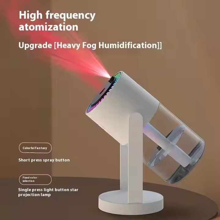 White Starry Night Projector Humidifier - Night Light with Romantic Mist Effect - VogueDecor.au