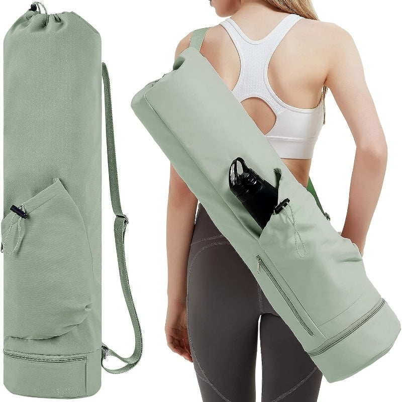 Green Durable Yoga Mat Carry Bag - Multi-Functional Fitness Backpack with Wet Pocket(Mugs are filming props, not included) - VogueDecor.au