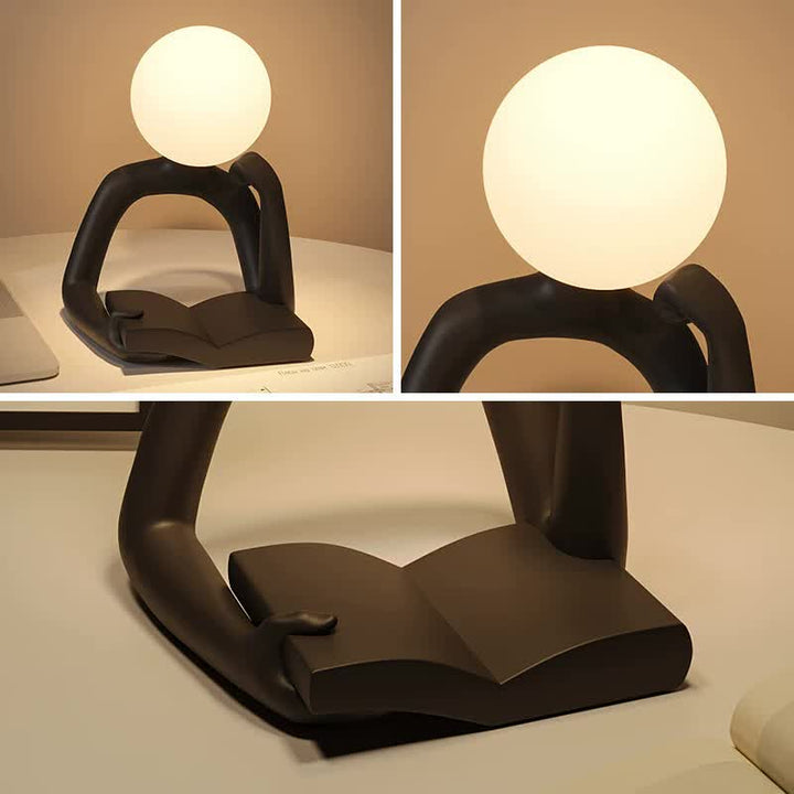 White Creative Book Reader Desk Lamp - USB Powered, Modern Resin Design - VogueDecor.au