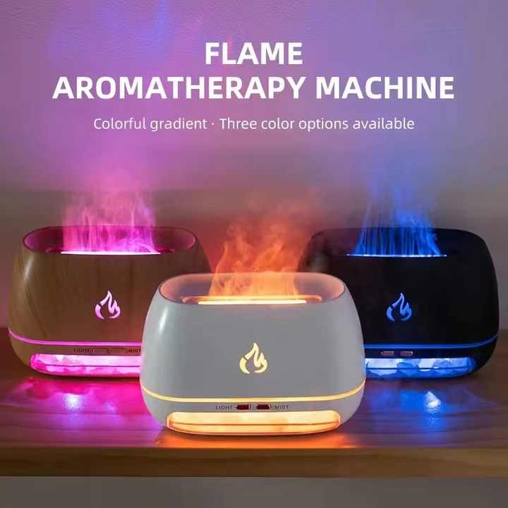 Black LED Flame Aromatherapy Diffuser with Humidifier - Ambient Light Essential Oil Diffuser - VogueDecor.au