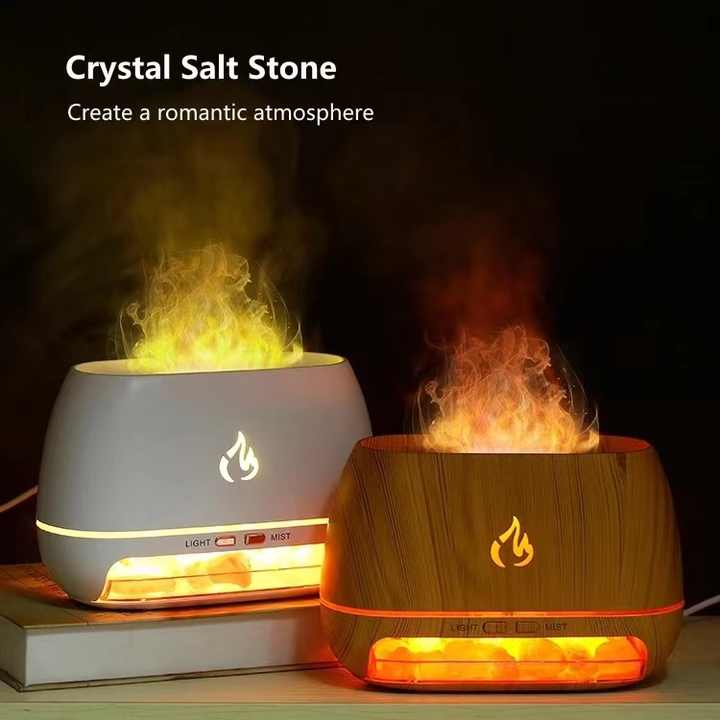 Wooden LED Flame Aromatherapy Diffuser with Humidifier - Ambient Light Essential Oil Diffuser - VogueDecor.au
