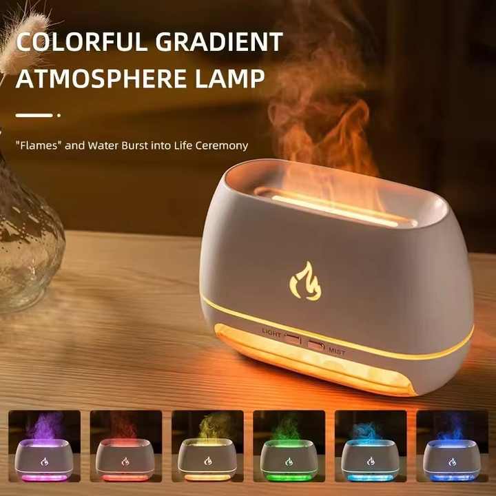 Wooden LED Flame Aromatherapy Diffuser with Humidifier - Ambient Light Essential Oil Diffuser - VogueDecor.au
