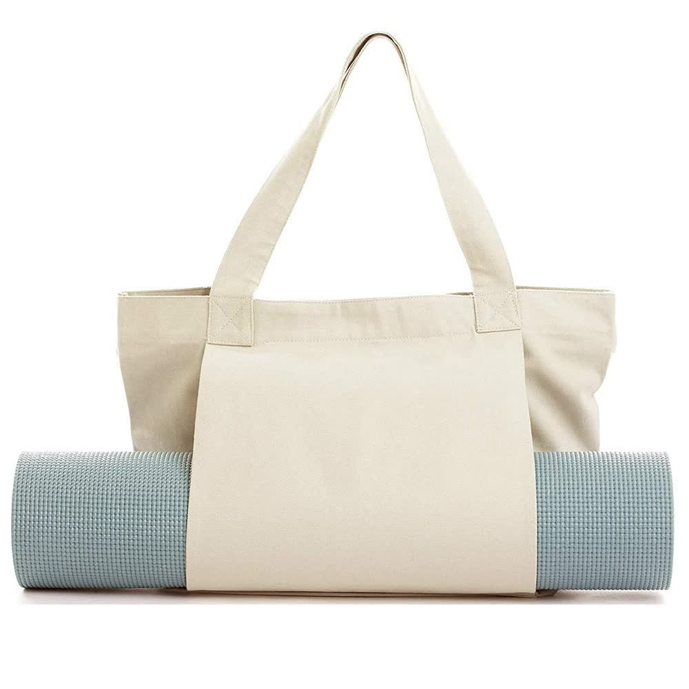 Khaki Yoga Mat Tote Bag - Multi-Purpose Gym Bag with Yoga Mat Holder - VogueDecor.au