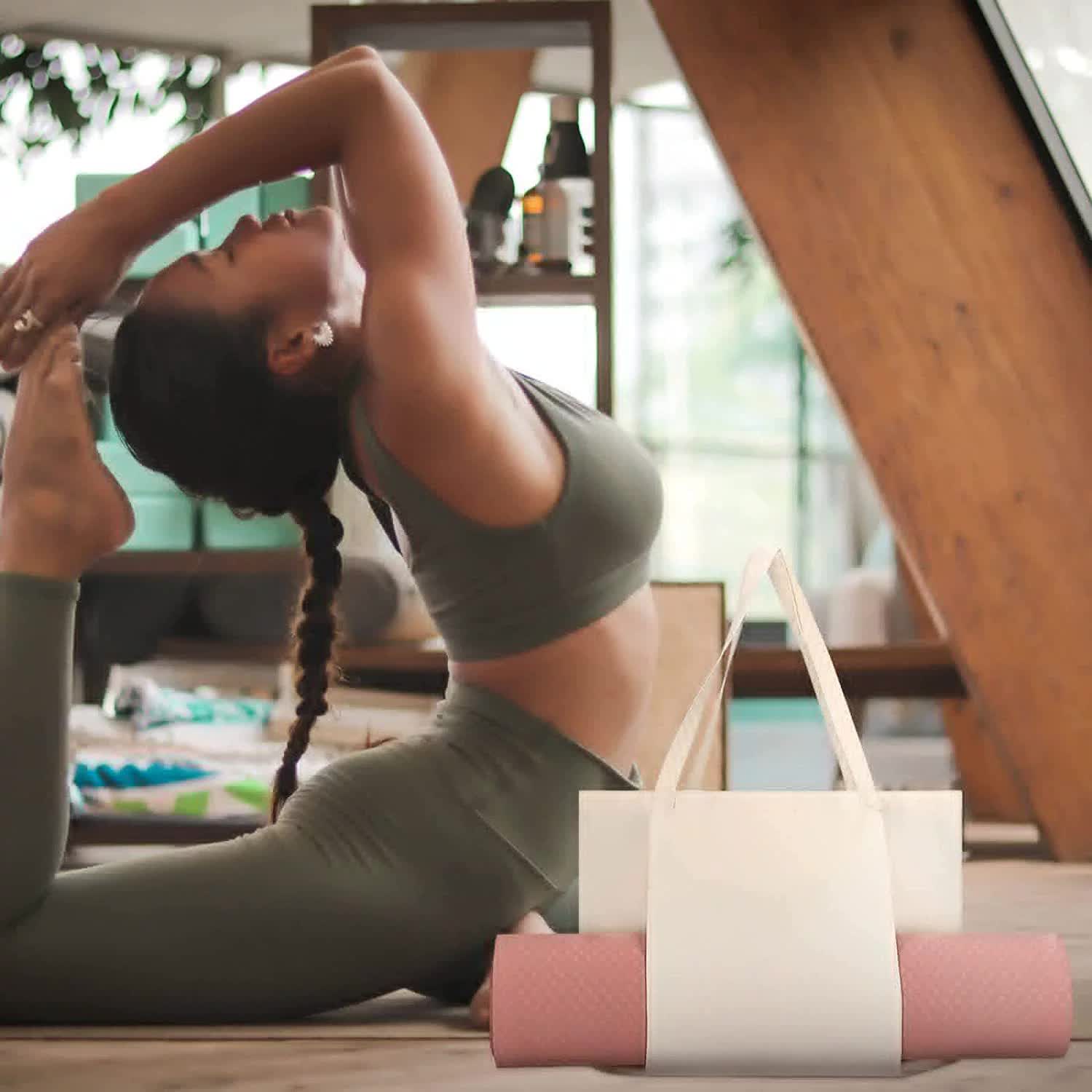 Black Yoga Mat Tote Bag - Multi-Purpose Gym Bag with Yoga Mat Holder - VogueDecor.au