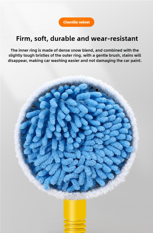 Yellow and Black Rotating Car Washing Brush with Foam Sprayer, High-Pressure Cleaning Tool, 5m Hose Kit for Convenient Vehicle Cleaning - VogueDecor.au