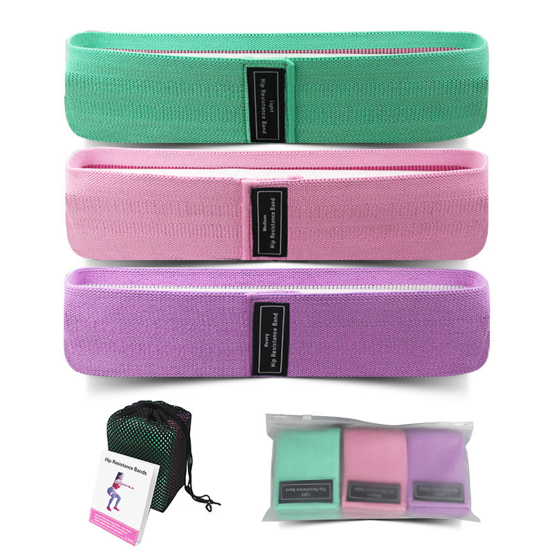 Green-Pink-Purple Fabric Resistance Bands Set - 3 Levels Non-Slip Hip Bands for Strength Training - VogueDecor.au
