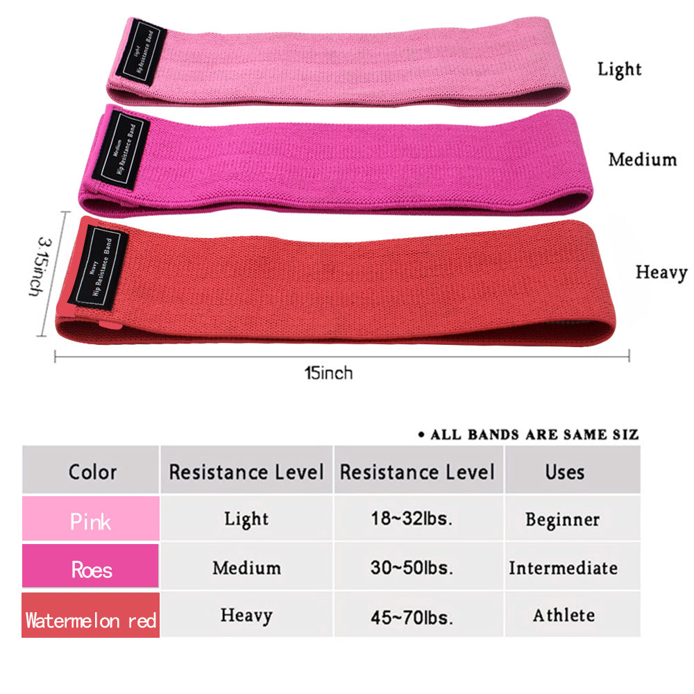 Red Colour Scheme Fabric Resistance Bands Set - 3 Levels Non-Slip Hip Bands for Strength Training - VogueDecor.au