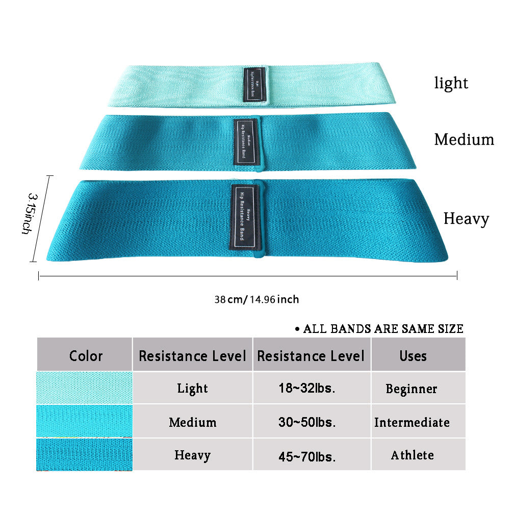 Blue Colour Scheme Fabric Resistance Bands Set - 3 Levels Non-Slip Hip Bands for Strength Training - VogueDecor.au