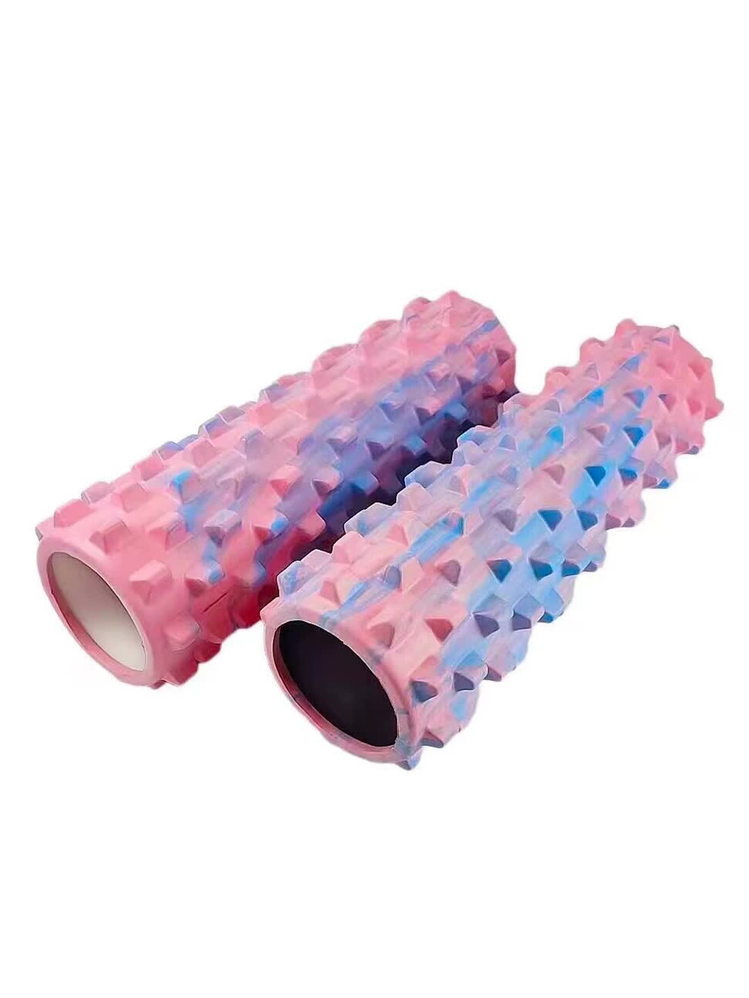Colorful Hollow Yoga Foam Roller 45cm – Colorful Wolf Tooth Design Muscle Relaxation Massage Stick for Fitness and Sports - VogueDecor.au