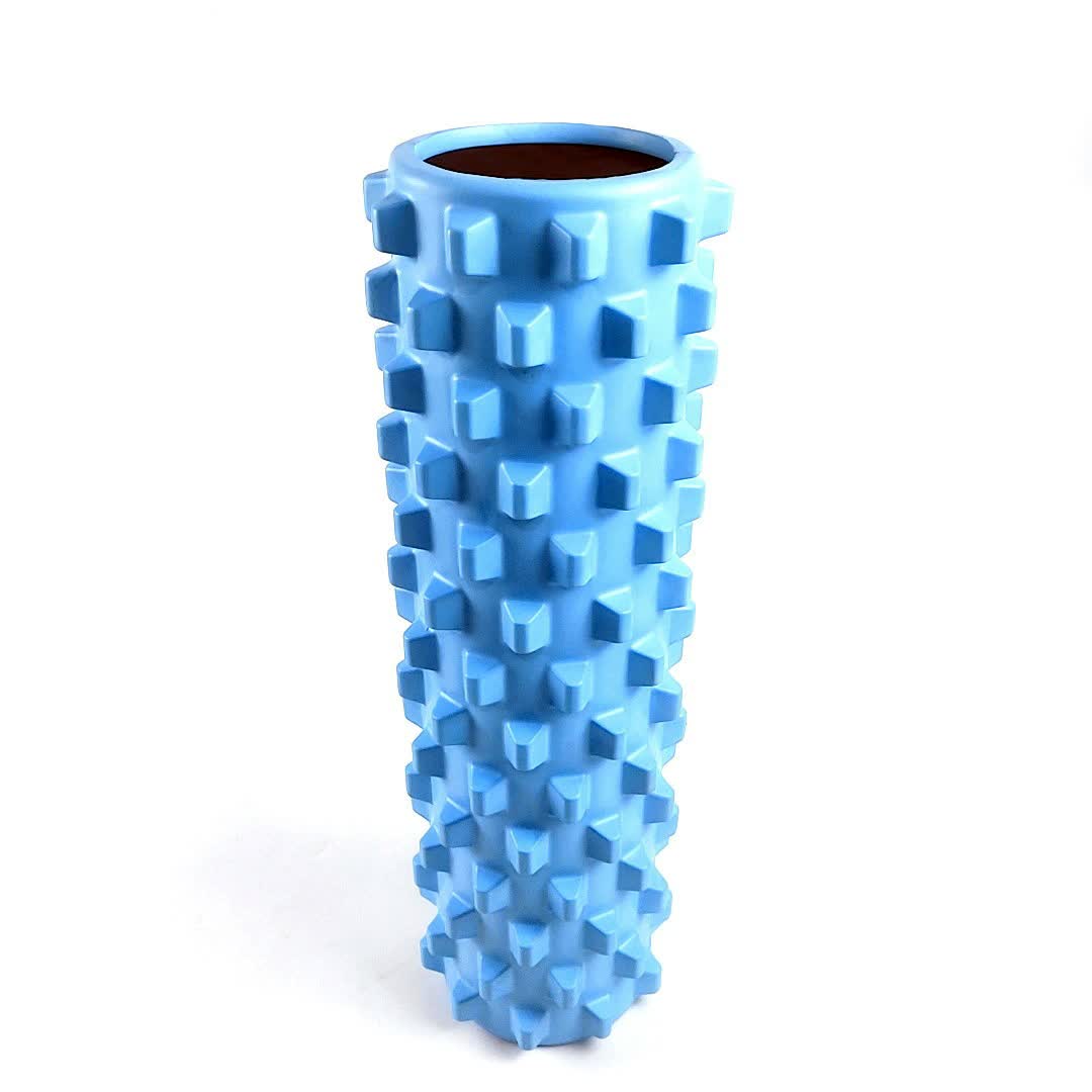 Blue Solid Yoga Foam Roller 45cm - Colorful Wolf Tooth Design Muscle Relaxation Massage Stick for Fitness and Sports - VogueDecor.au