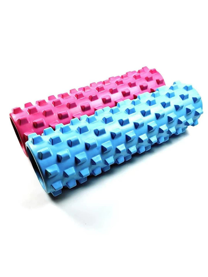 Blue Solid Yoga Foam Roller 45cm - Colorful Wolf Tooth Design Muscle Relaxation Massage Stick for Fitness and Sports - VogueDecor.au