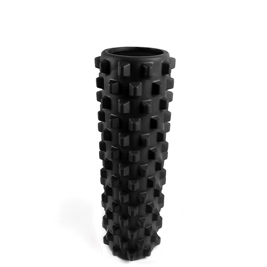 Black Solid Yoga Foam Roller 45cm -Colorful Wolf Tooth Design Muscle Relaxation Massage Stick for Fitness and Sports - VogueDecor.au