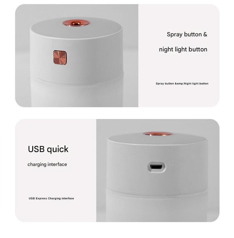 White 300ml USB Air Humidifier - Quiet Mini Humidifier for Bedroom, Office, Car - VogueDecor.au