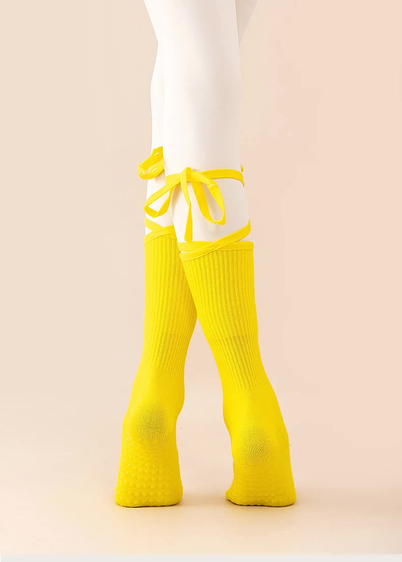 3 Pcs Purple Non-Slip Yoga Socks with Cross Straps - Cotton Pilates Dance Socks for Women, Lightweight Comfort