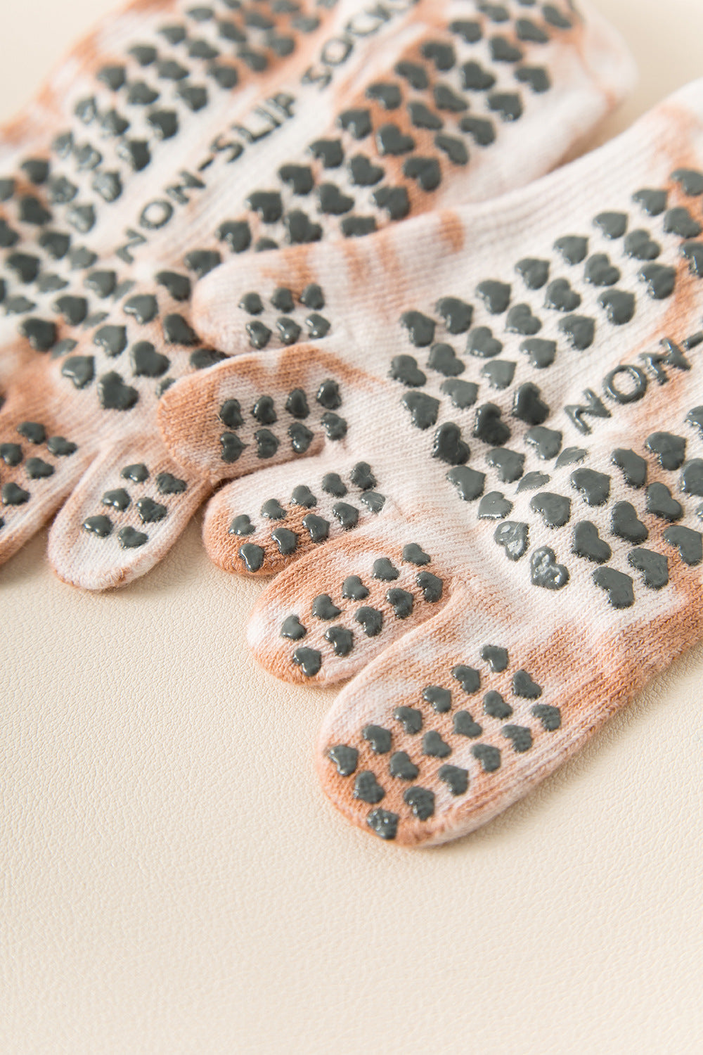 2 Pairs Pink Tie-Dye Non-Slip Yoga Socks for Women - Five-Toe Cotton Blend Socks for Pilates and Indoor Sports