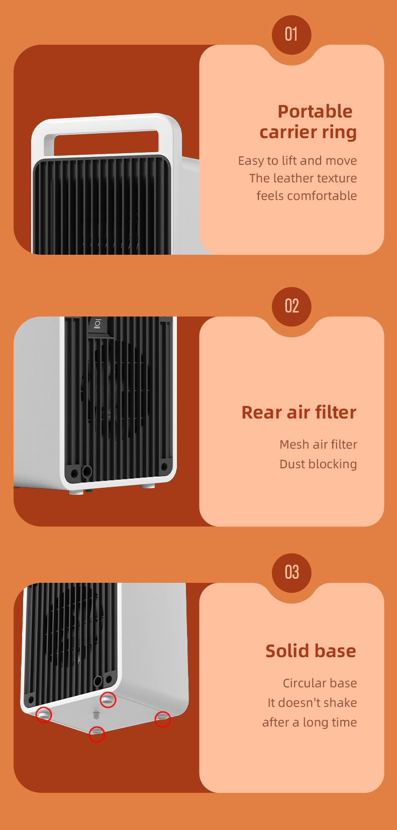 White Mini Table Heater - with tip-over and overheating protection, suitable for office and home - VogueDecor.au