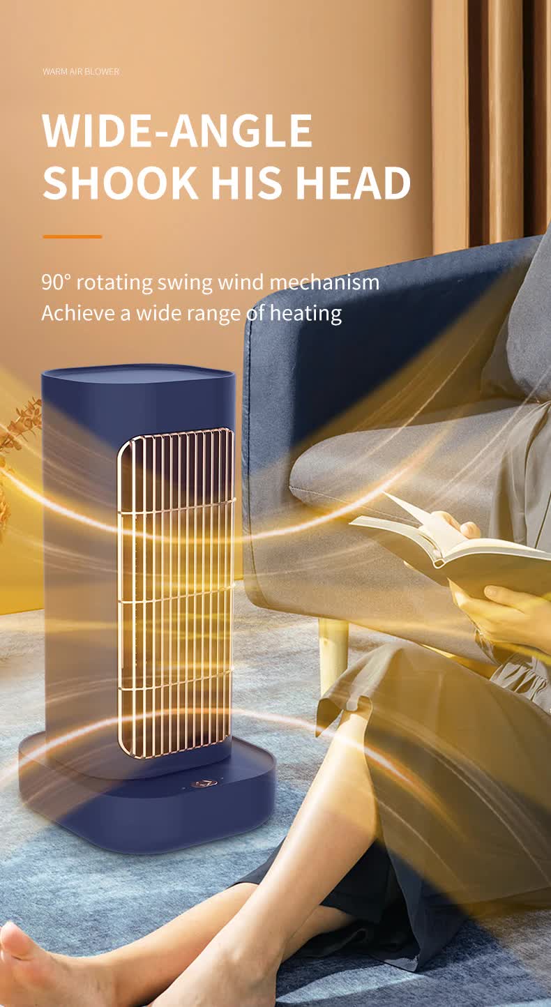 Pink Portable Electric Heater with Oscillation & Tip-Over Protection- 2 Heat Settings, Mini Tower - VogueDecor.au