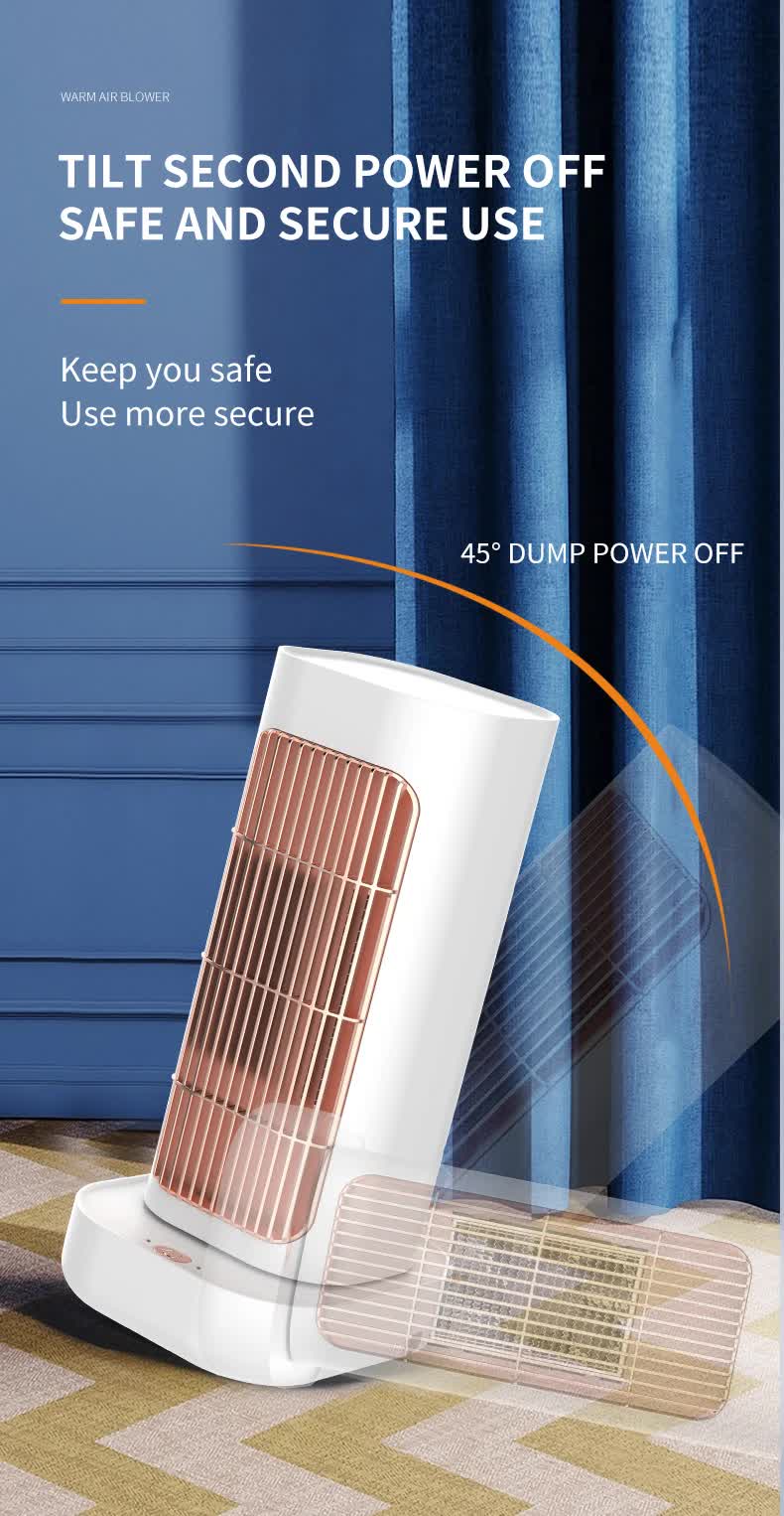 Pink Portable Electric Heater with Oscillation & Tip-Over Protection- 2 Heat Settings, Mini Tower - VogueDecor.au