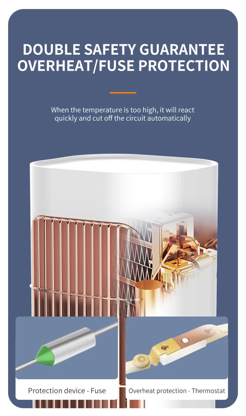 Pink Portable Electric Heater with Oscillation & Tip-Over Protection- 2 Heat Settings, Mini Tower - VogueDecor.au