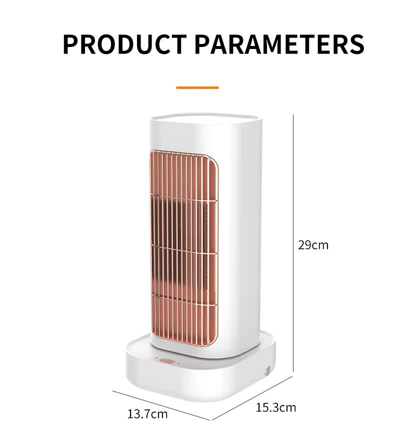 Pink Portable Electric Heater with Oscillation & Tip-Over Protection- 2 Heat Settings, Mini Tower - VogueDecor.au