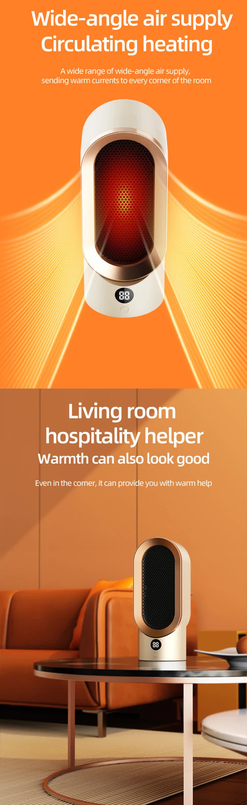 Stay Warm: Portable Electric Ceramic Heater - Quiet, Safe & Efficient for Small Spaces - VogueDecor.au