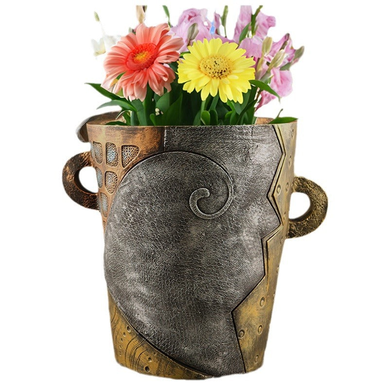 Abstract Face Planter Pot - Artistic Resin Decor for Succulents & Plants (Antique Style - 18.5*18*15CM) - VogueDecor.au