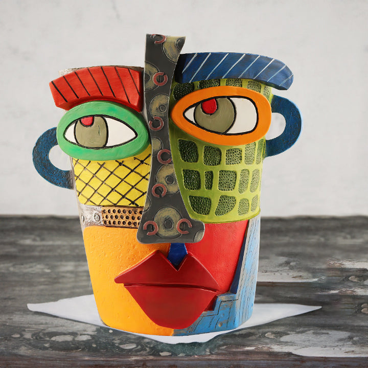 Abstract Face Planter Pot - Artistic Resin Decor for Succulents & Plants (Colorful models - 18.5*18*15CM) - VogueDecor.au