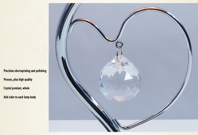 Yellow Roses And Silver Base Romantic Red Rose Flower Table Lamp - Crystal Heart Accent Bedside Night Light - VogueDecor.au