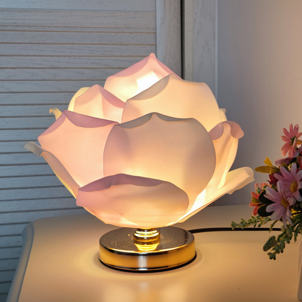 Pink Elegant Lotus Flower Table Lamp - Decorative Bedside Night Light for Bedroom Ambiance - VogueDecor.au