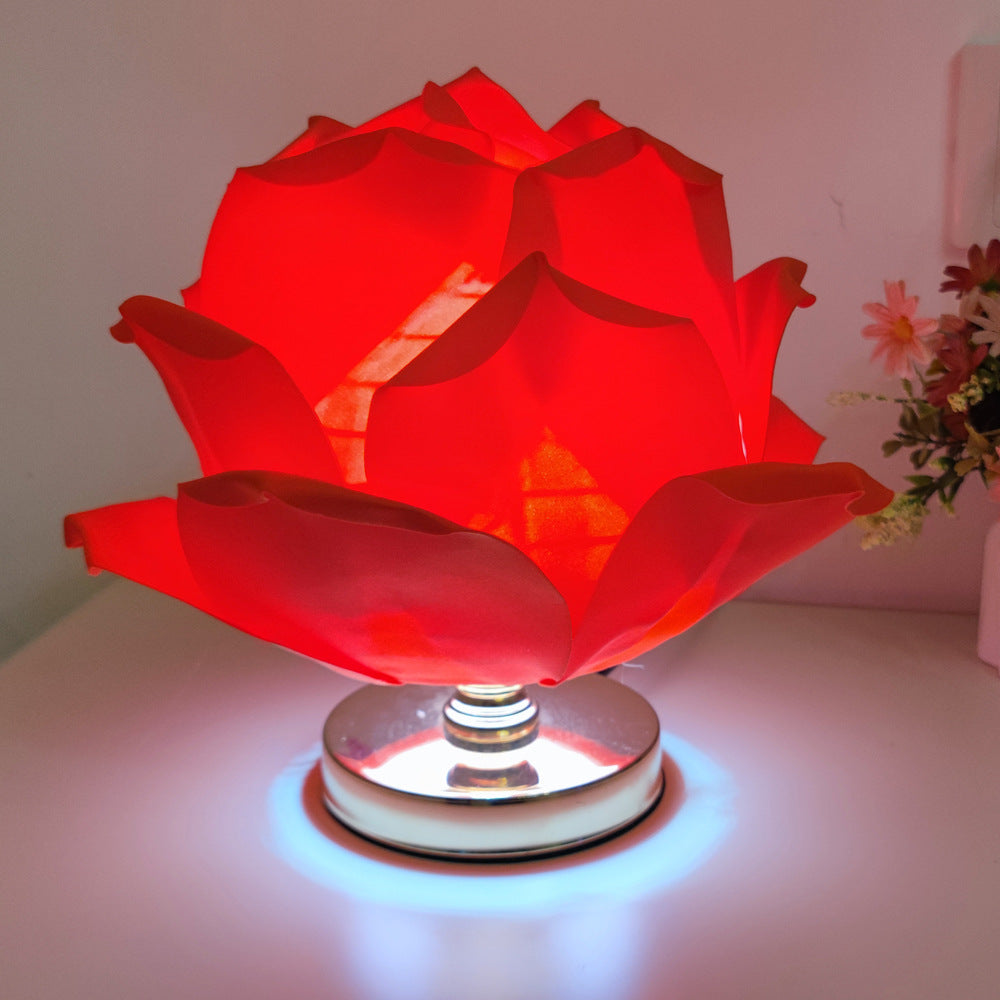 Red Elegant Lotus Flower Table Lamp - Decorative Bedside Night Light for Bedroom Ambiance - VogueDecor.au