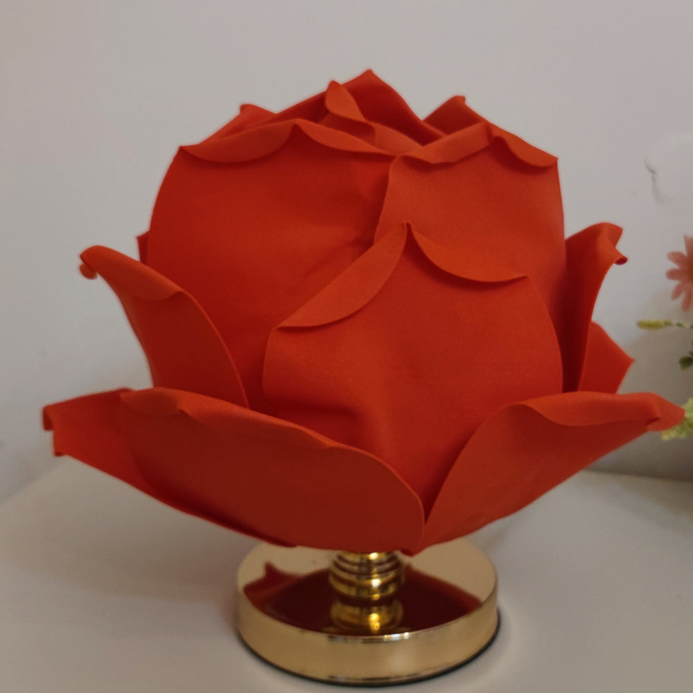 Red Elegant Lotus Flower Table Lamp - Decorative Bedside Night Light for Bedroom Ambiance - VogueDecor.au