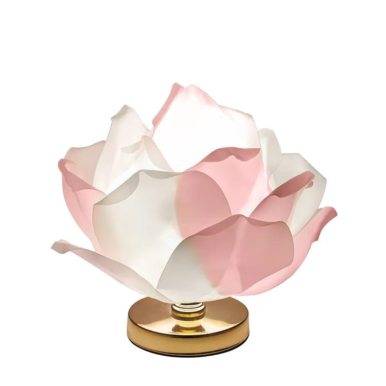 Pink and White Elegant Lotus Flower Table Lamp - Decorative Bedside Night Light for Bedroom Ambiance - VogueDecor.au