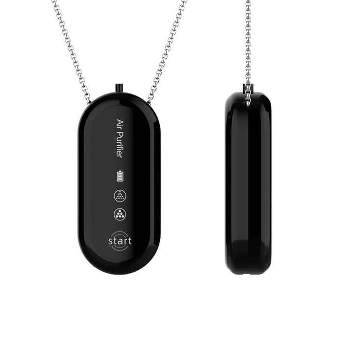Black Personal Wearable Air Purifier Necklace - USB Rechargeable Ionizer for Cleaner Air On-The-Go - VogueDecor.au