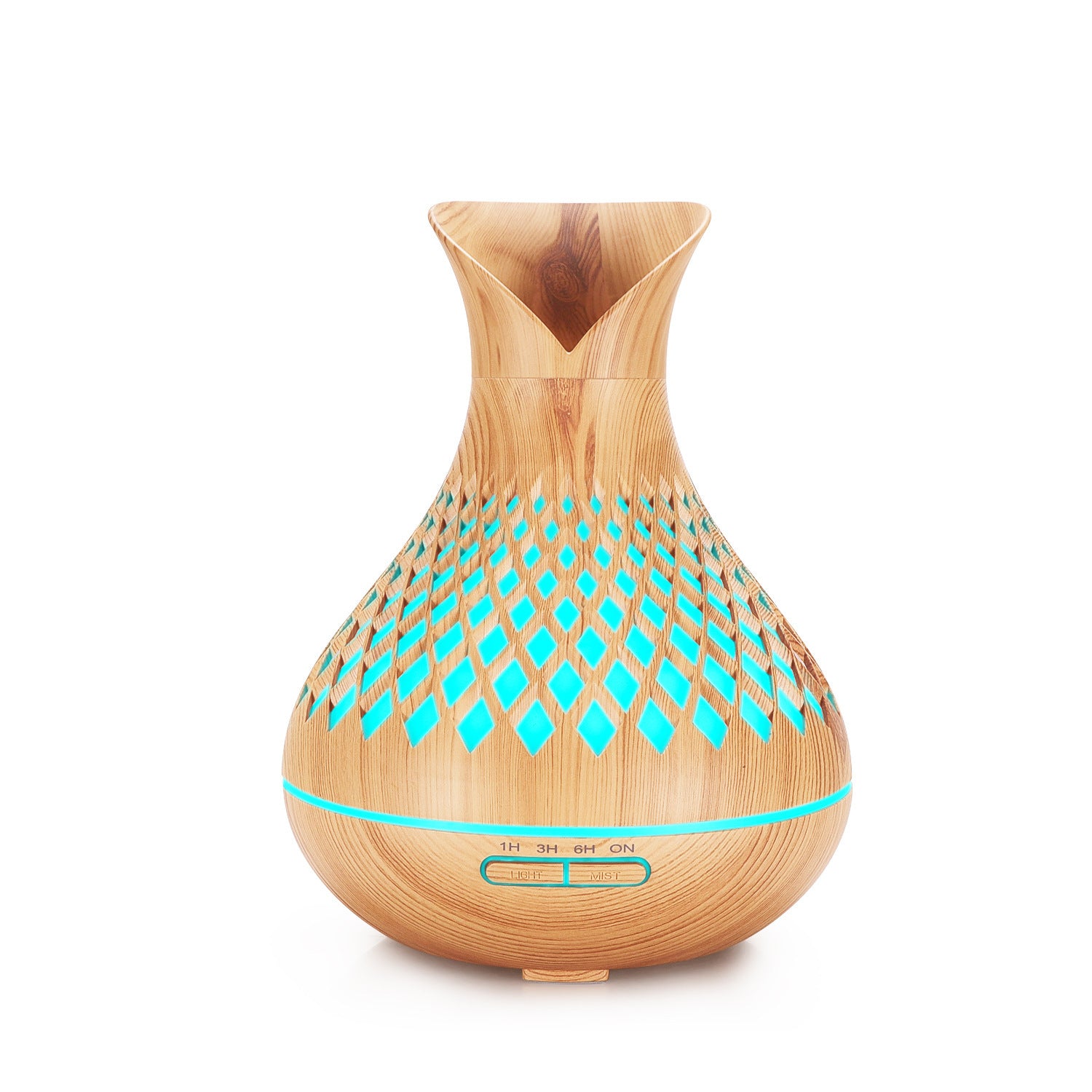 Light Woodgrain 500ml Wood-Grain Essential Oil Aroma Diffuser with Lattice Design and Humidifier - VogueDecor.au