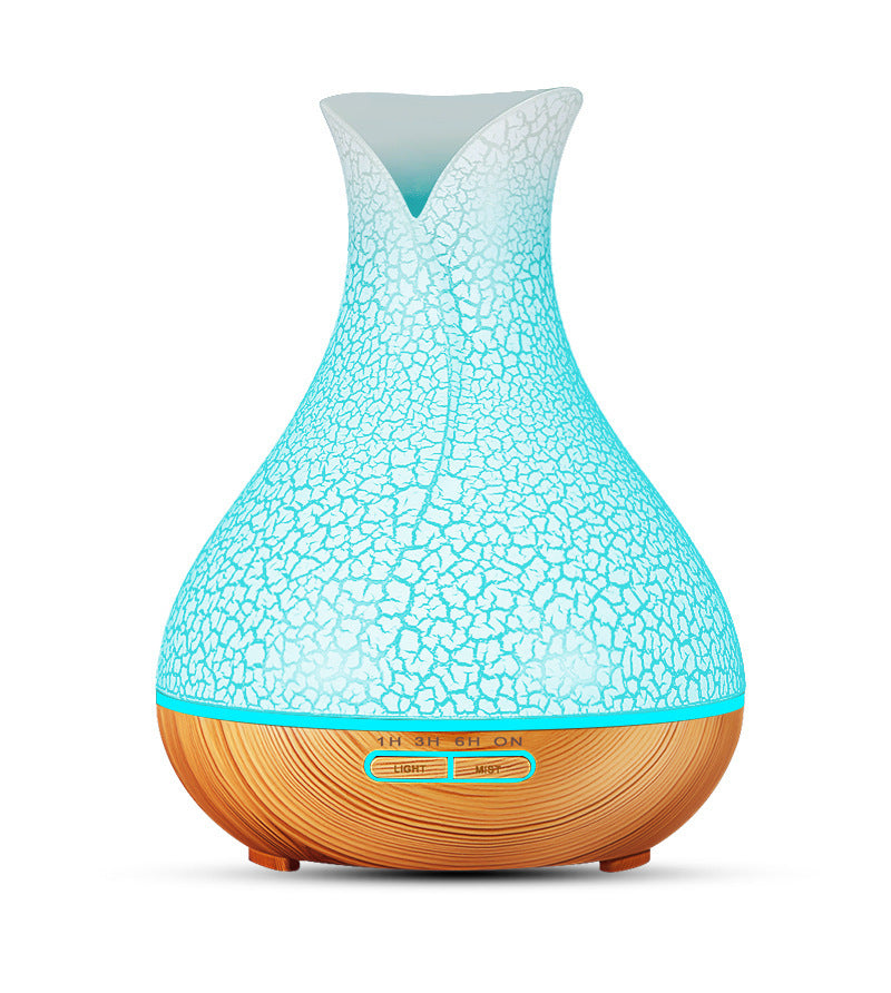 Blue Crack 500ml Wood-Grain Essential Oil Aroma Diffuser with Lattice Design and Humidifier - VogueDecor.au