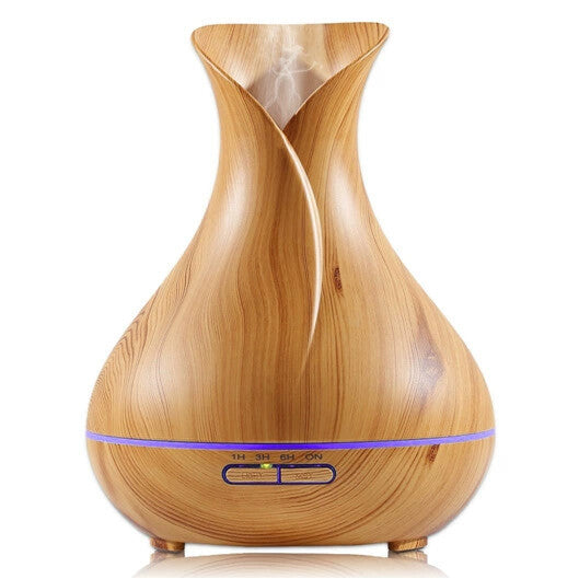 Wood Grain 500ml Wood-Grain Essential Oil Aroma Diffuser with Lattice Design and Humidifier - VogueDecor.au
