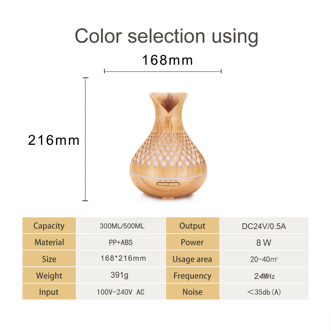Wood Grain 500ml Wood-Grain Essential Oil Aroma Diffuser with Lattice Design and Humidifier - VogueDecor.au