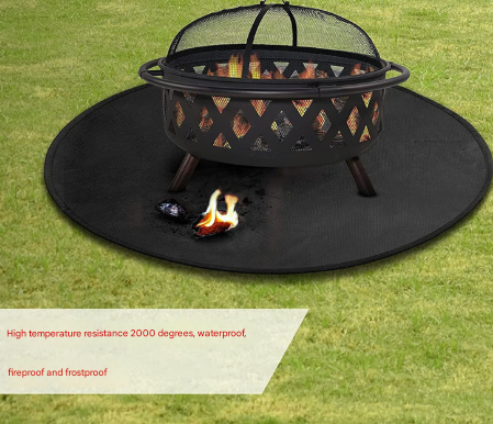 30-Inch Black Fireproof Mat for Fire Pit and BBQ - Silicone Coated - VogueDecor.au