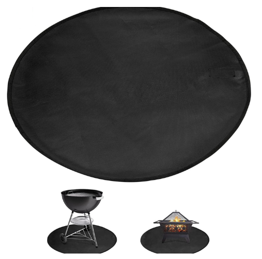 30-Inch Black Fireproof Mat for Fire Pit and BBQ - Silicone Coated - VogueDecor.au