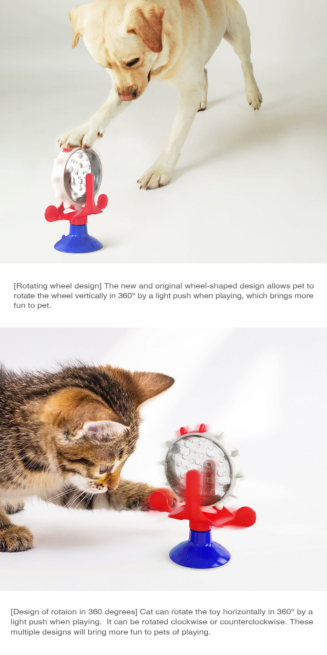 Green Interactive Pet Treat Dispenser - Spinning Wheel Food Puzzle Toy for Cats & Dogs with Suction Cup Base