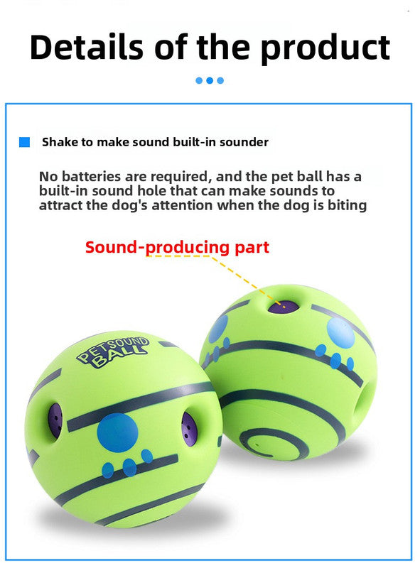 2 Pack Interactive Dog Giggle Ball Toy 8.8cm - Wobble Sound Fetch Toy for Puppies & Small to Medium Dogs - No Batteries Required - Green