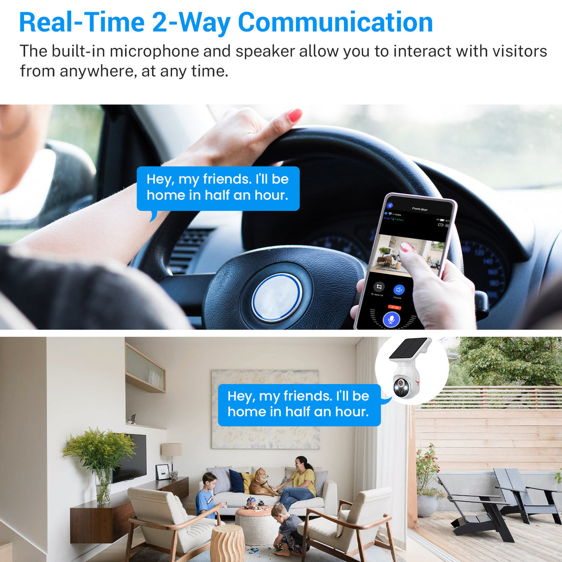 White Solar Powered Outdoor Security Camera 1080P - Wireless Smart Home PTZ CCTV with Two-Way Audio, IP65 Waterproof & Colour Night Vision