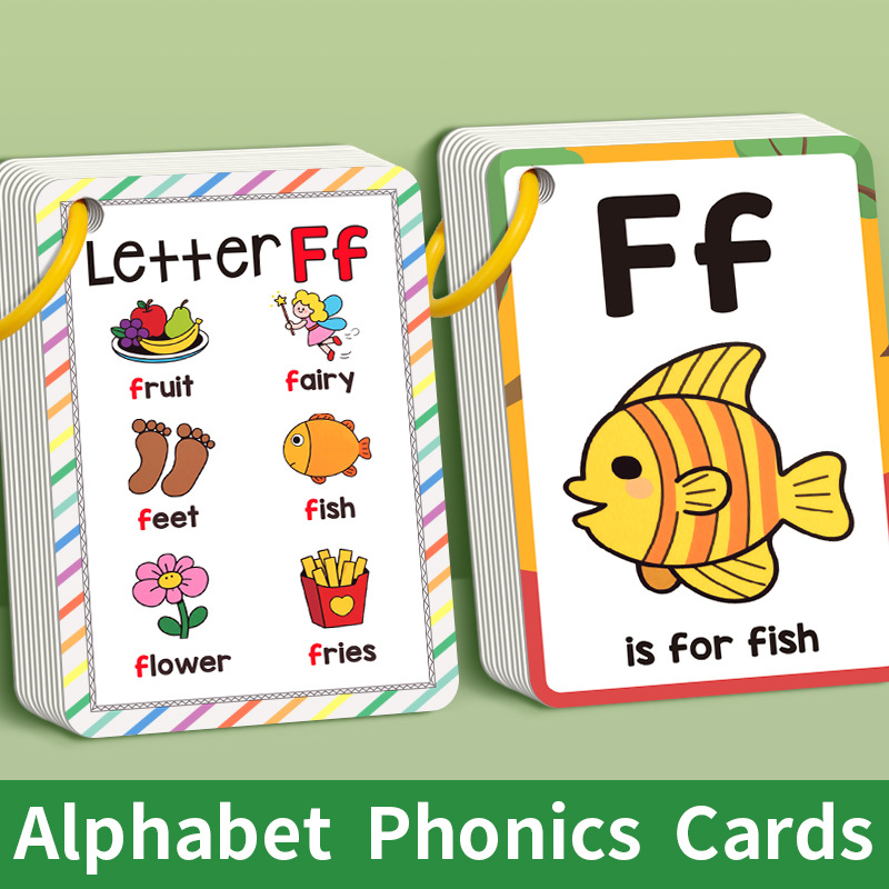Colorful Alphabet Phonics Flash Cards 27 PCS, ABC Learning Cards with Initial Sound Pictures, Montessori Educational English Letter Recognition Cards, Preschool Literacy Teaching Aids for Kids Ages 3+, Early Reading Development Toy